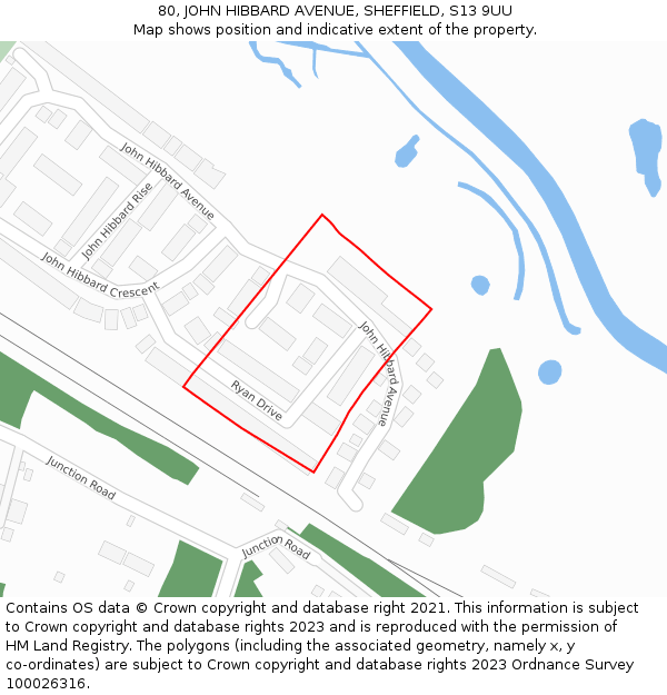 80, JOHN HIBBARD AVENUE, SHEFFIELD, S13 9UU: Location map and indicative extent of plot