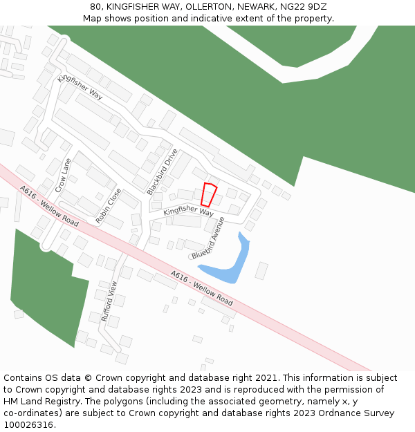 80, KINGFISHER WAY, OLLERTON, NEWARK, NG22 9DZ: Location map and indicative extent of plot