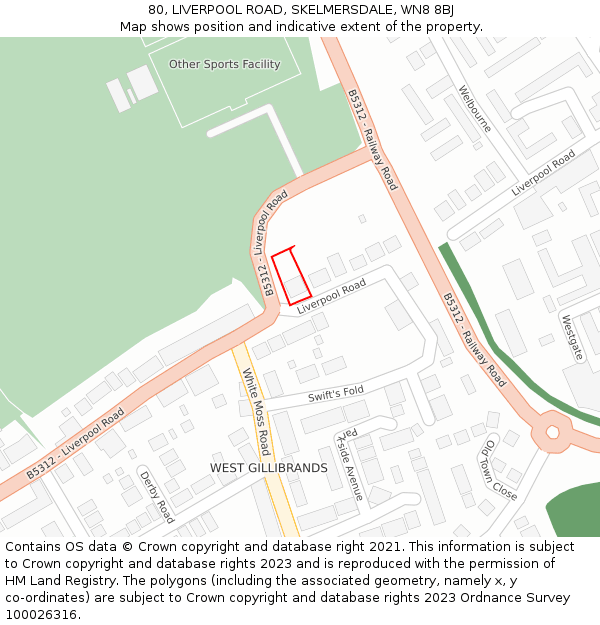 80, LIVERPOOL ROAD, SKELMERSDALE, WN8 8BJ: Location map and indicative extent of plot