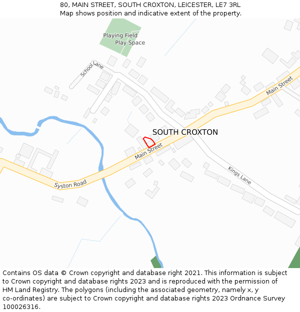 80, MAIN STREET, SOUTH CROXTON, LEICESTER, LE7 3RL: Location map and indicative extent of plot