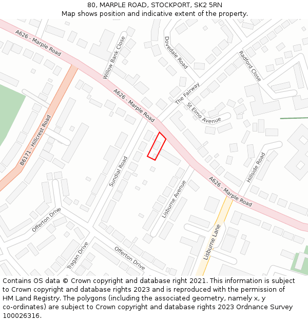 80, MARPLE ROAD, STOCKPORT, SK2 5RN: Location map and indicative extent of plot