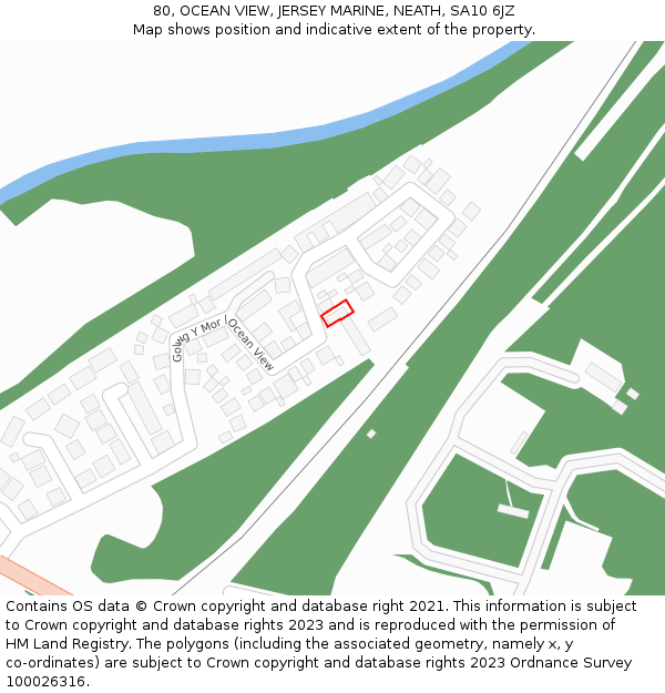 80, OCEAN VIEW, JERSEY MARINE, NEATH, SA10 6JZ: Location map and indicative extent of plot