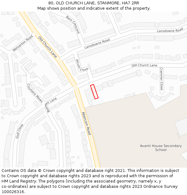 80, OLD CHURCH LANE, STANMORE, HA7 2RR: Location map and indicative extent of plot