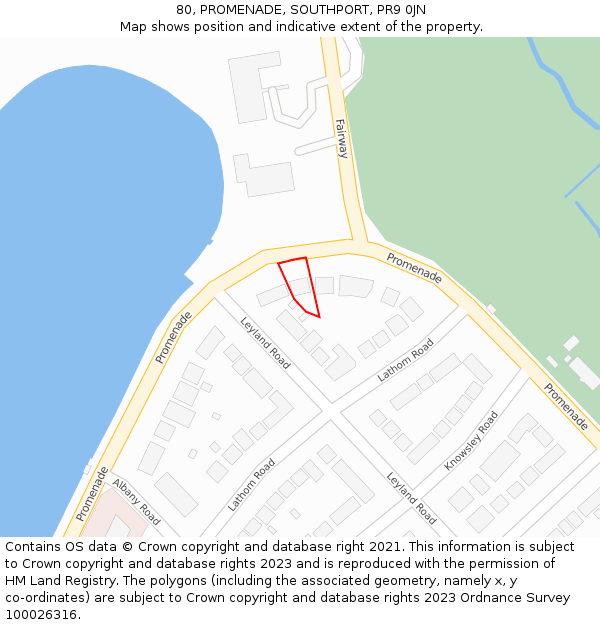 80, PROMENADE, SOUTHPORT, PR9 0JN: Location map and indicative extent of plot