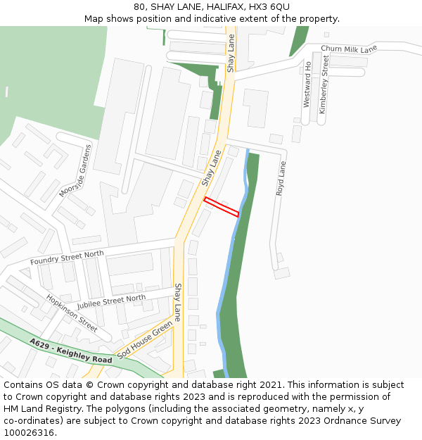 80, SHAY LANE, HALIFAX, HX3 6QU: Location map and indicative extent of plot