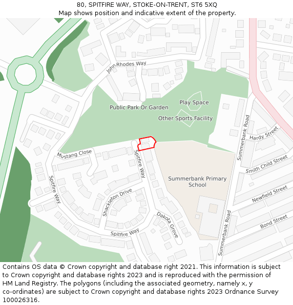 80, SPITFIRE WAY, STOKE-ON-TRENT, ST6 5XQ: Location map and indicative extent of plot
