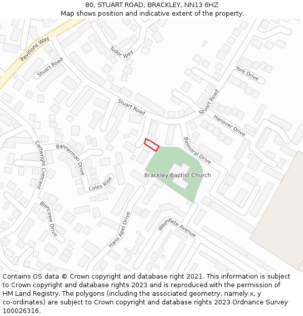 80, STUART ROAD, BRACKLEY, NN13 6HZ: Location map and indicative extent of plot