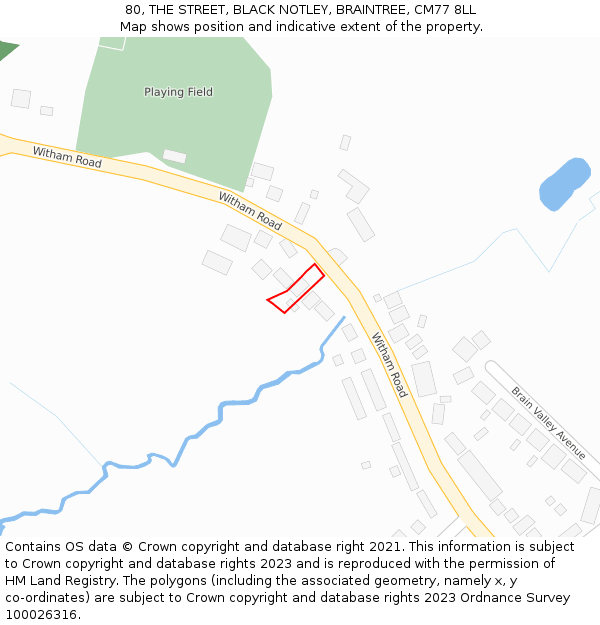 80, THE STREET, BLACK NOTLEY, BRAINTREE, CM77 8LL: Location map and indicative extent of plot