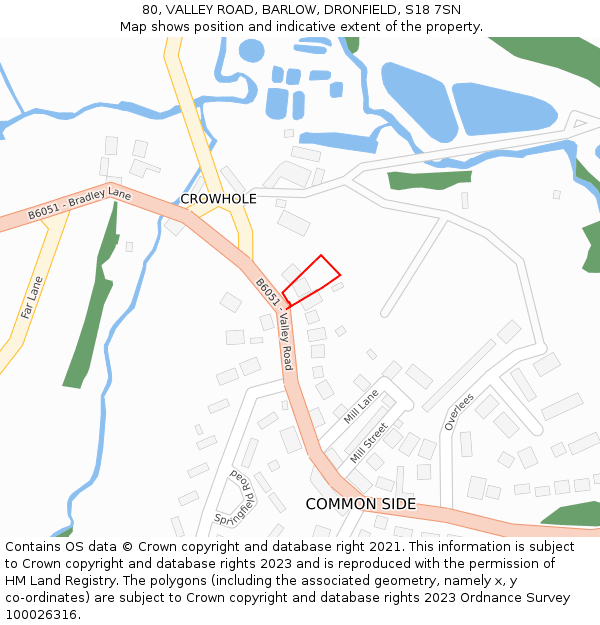 80, VALLEY ROAD, BARLOW, DRONFIELD, S18 7SN: Location map and indicative extent of plot