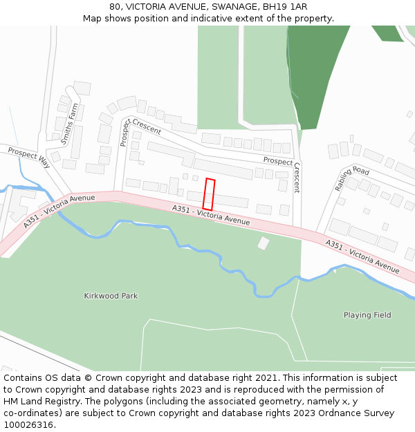 80, VICTORIA AVENUE, SWANAGE, BH19 1AR: Location map and indicative extent of plot