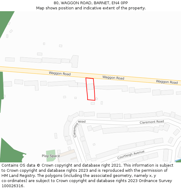 80, WAGGON ROAD, BARNET, EN4 0PP: Location map and indicative extent of plot