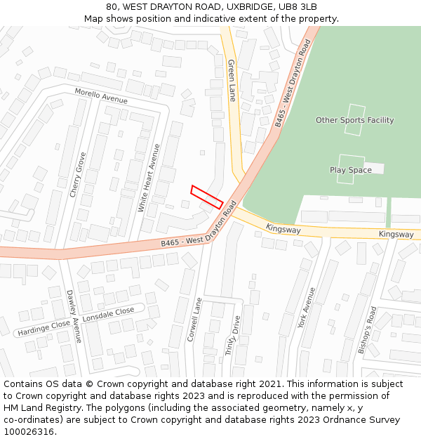 80, WEST DRAYTON ROAD, UXBRIDGE, UB8 3LB: Location map and indicative extent of plot