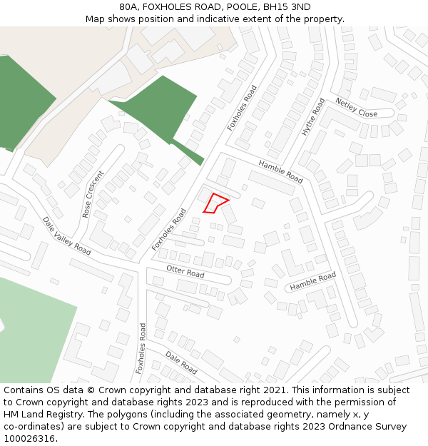 80A, FOXHOLES ROAD, POOLE, BH15 3ND: Location map and indicative extent of plot
