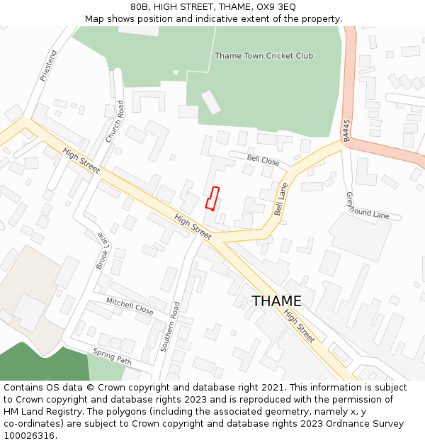 80B, HIGH STREET, THAME, OX9 3EQ: Location map and indicative extent of plot