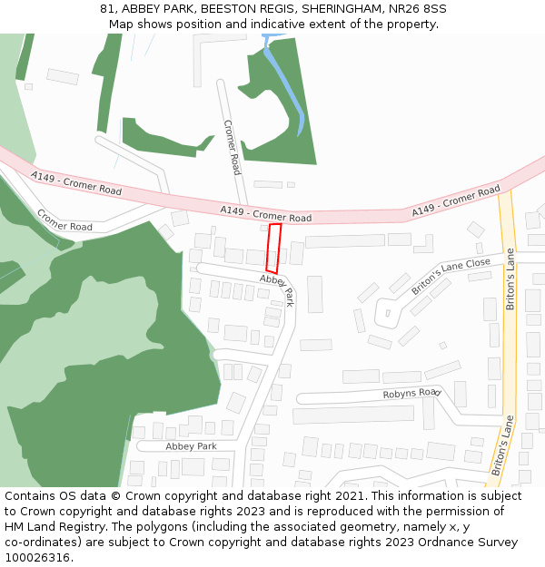 81, ABBEY PARK, BEESTON REGIS, SHERINGHAM, NR26 8SS: Location map and indicative extent of plot