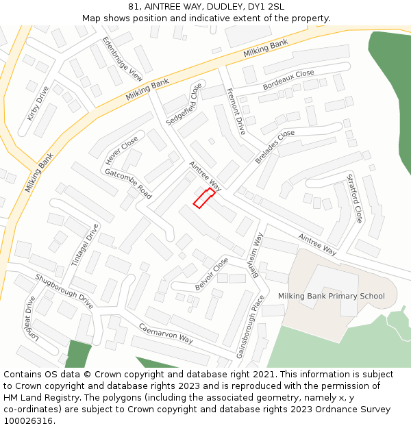 81, AINTREE WAY, DUDLEY, DY1 2SL: Location map and indicative extent of plot