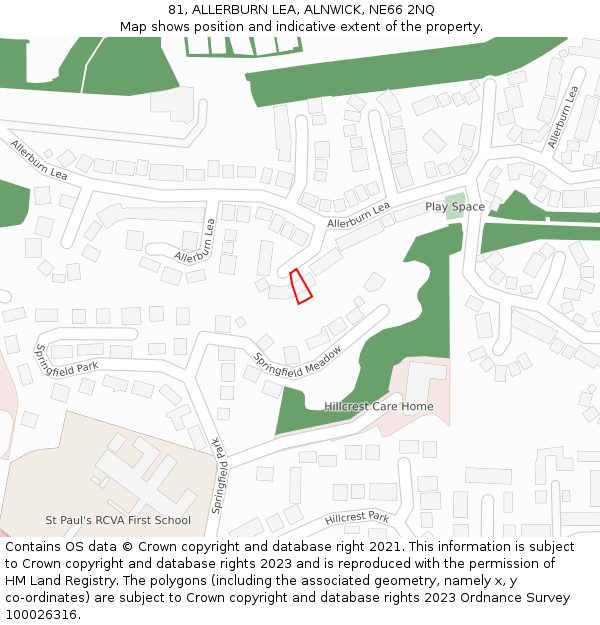 81, ALLERBURN LEA, ALNWICK, NE66 2NQ: Location map and indicative extent of plot