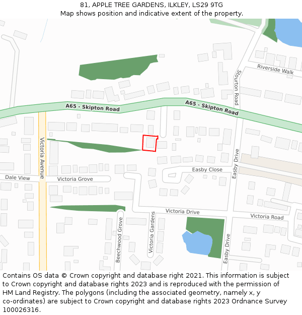 81, APPLE TREE GARDENS, ILKLEY, LS29 9TG: Location map and indicative extent of plot