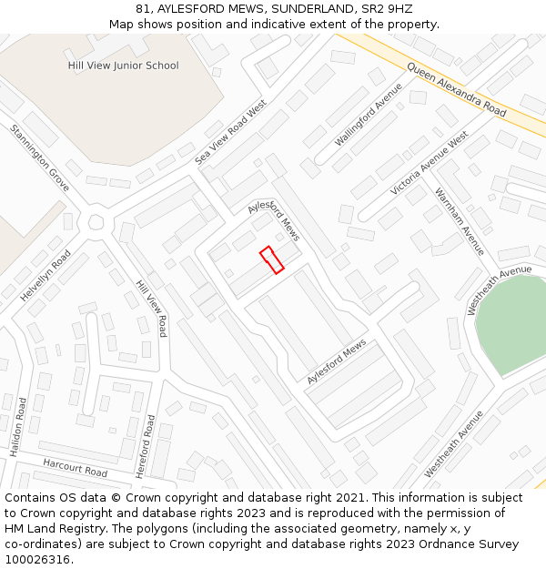 81, AYLESFORD MEWS, SUNDERLAND, SR2 9HZ: Location map and indicative extent of plot