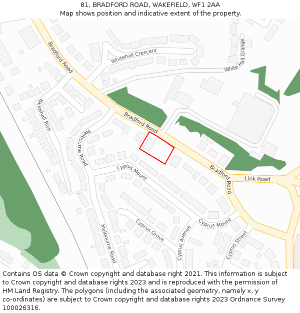 81, BRADFORD ROAD, WAKEFIELD, WF1 2AA: Location map and indicative extent of plot