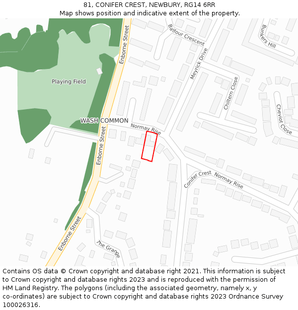 81, CONIFER CREST, NEWBURY, RG14 6RR: Location map and indicative extent of plot