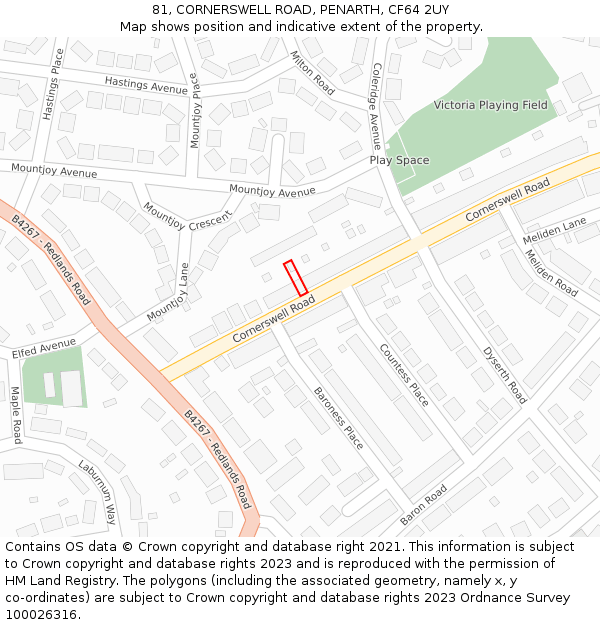 81, CORNERSWELL ROAD, PENARTH, CF64 2UY: Location map and indicative extent of plot