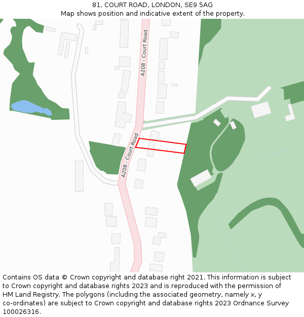 81, COURT ROAD, LONDON, SE9 5AG: Location map and indicative extent of plot