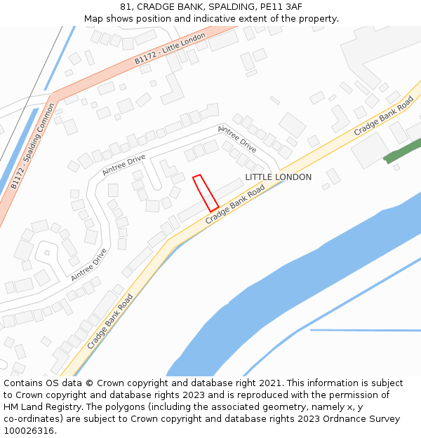 81, CRADGE BANK, SPALDING, PE11 3AF: Location map and indicative extent of plot