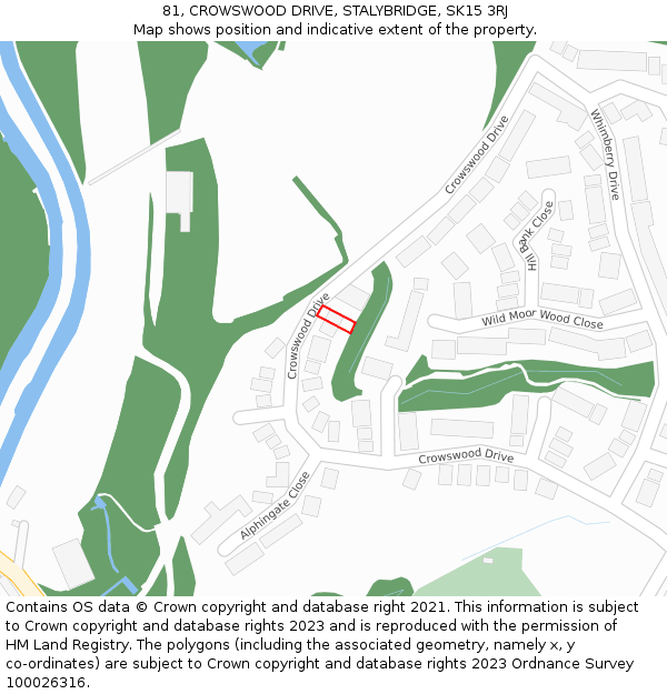 81, CROWSWOOD DRIVE, STALYBRIDGE, SK15 3RJ: Location map and indicative extent of plot