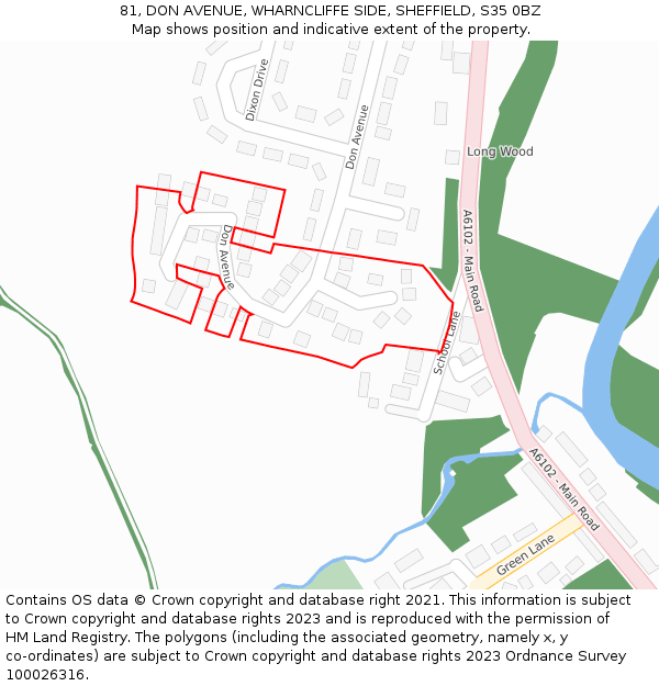 81, DON AVENUE, WHARNCLIFFE SIDE, SHEFFIELD, S35 0BZ: Location map and indicative extent of plot