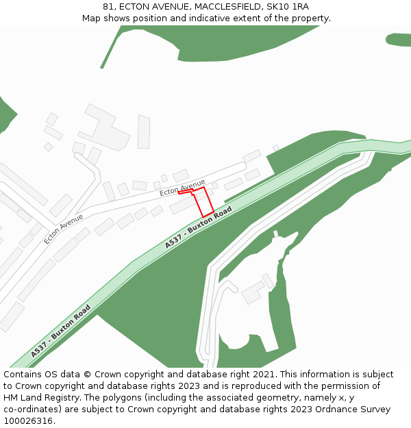 81, ECTON AVENUE, MACCLESFIELD, SK10 1RA: Location map and indicative extent of plot