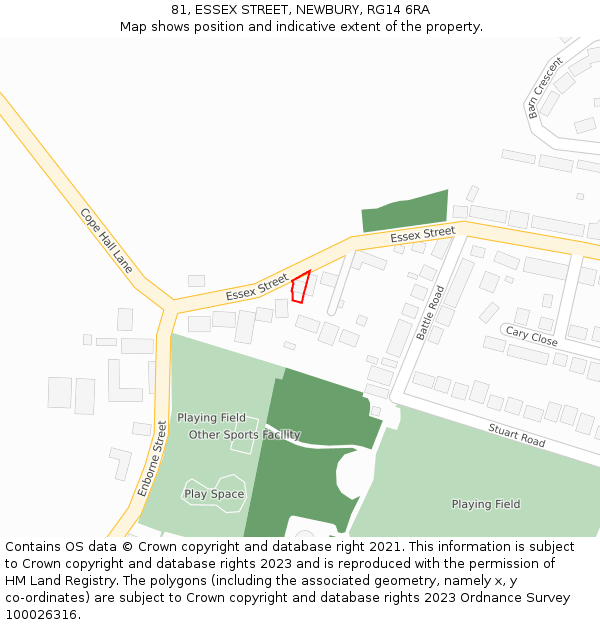 81, ESSEX STREET, NEWBURY, RG14 6RA: Location map and indicative extent of plot
