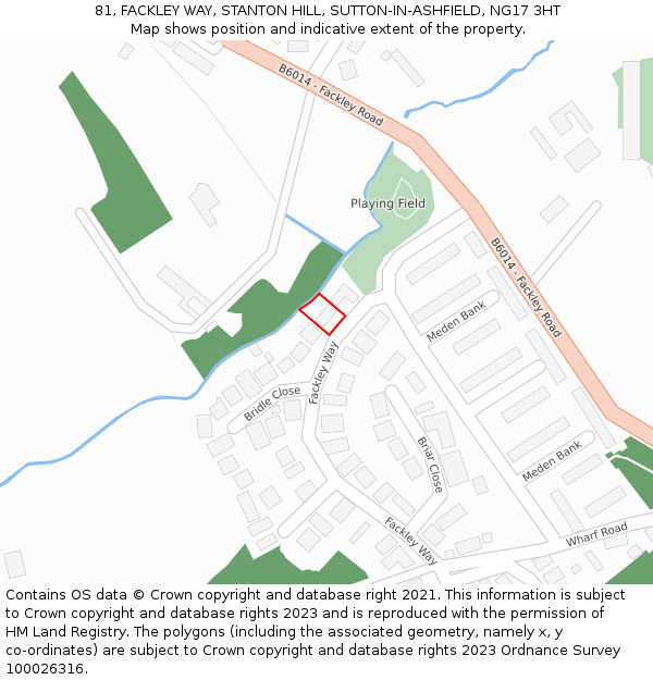 81, FACKLEY WAY, STANTON HILL, SUTTON-IN-ASHFIELD, NG17 3HT: Location map and indicative extent of plot