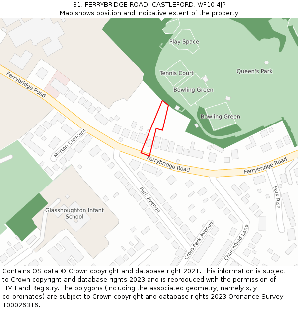 81, FERRYBRIDGE ROAD, CASTLEFORD, WF10 4JP: Location map and indicative extent of plot