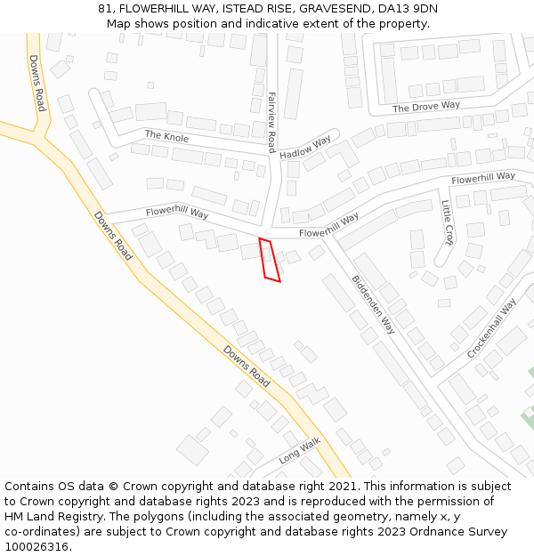 81, FLOWERHILL WAY, ISTEAD RISE, GRAVESEND, DA13 9DN: Location map and indicative extent of plot