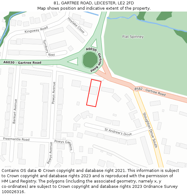 81, GARTREE ROAD, LEICESTER, LE2 2FD: Location map and indicative extent of plot