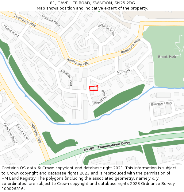 81, GAVELLER ROAD, SWINDON, SN25 2DG: Location map and indicative extent of plot