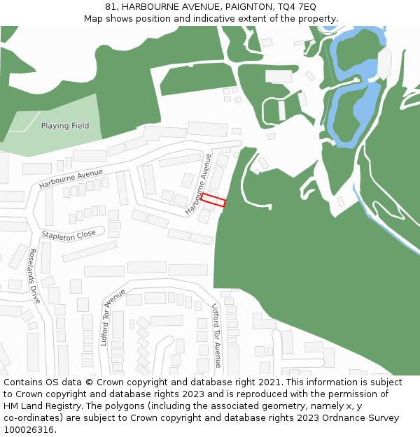 81, HARBOURNE AVENUE, PAIGNTON, TQ4 7EQ: Location map and indicative extent of plot