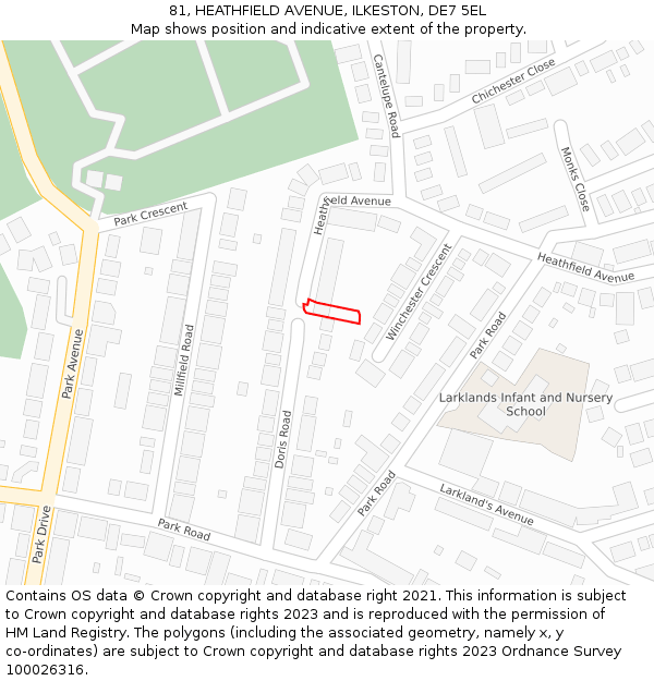 81, HEATHFIELD AVENUE, ILKESTON, DE7 5EL: Location map and indicative extent of plot