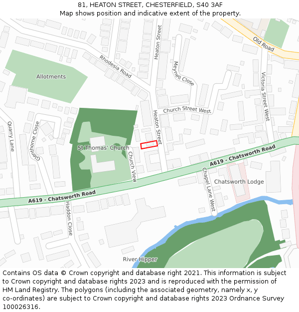 81, HEATON STREET, CHESTERFIELD, S40 3AF: Location map and indicative extent of plot