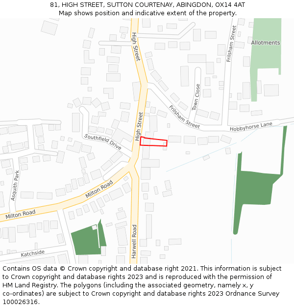 81, HIGH STREET, SUTTON COURTENAY, ABINGDON, OX14 4AT: Location map and indicative extent of plot