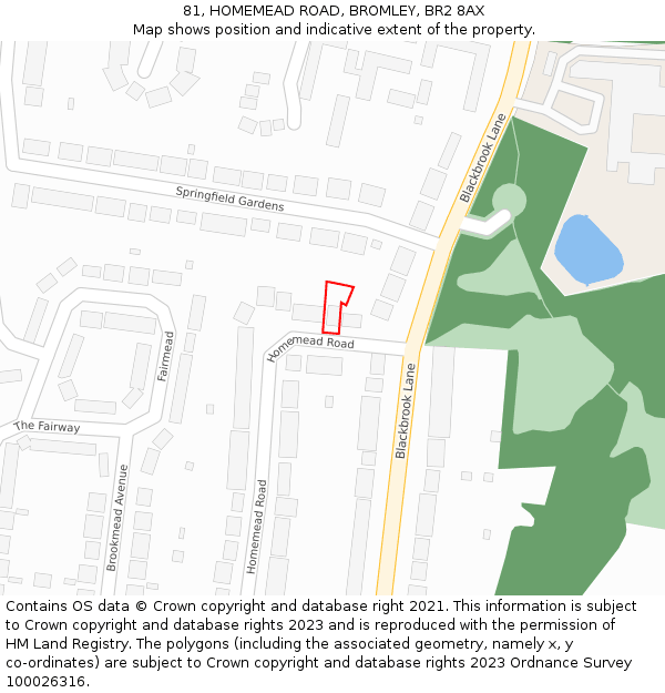 81, HOMEMEAD ROAD, BROMLEY, BR2 8AX: Location map and indicative extent of plot