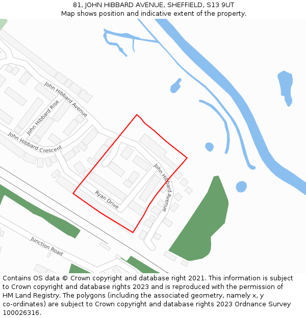 81, JOHN HIBBARD AVENUE, SHEFFIELD, S13 9UT: Location map and indicative extent of plot