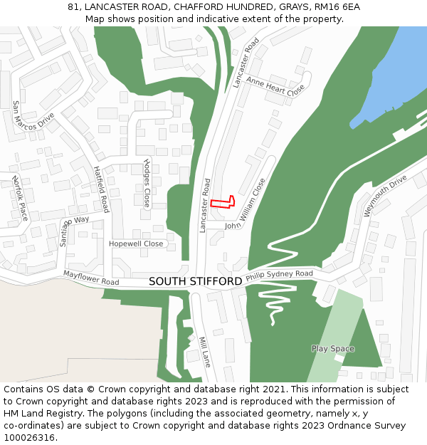 81, LANCASTER ROAD, CHAFFORD HUNDRED, GRAYS, RM16 6EA: Location map and indicative extent of plot