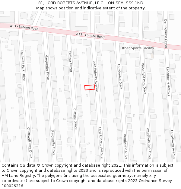 81, LORD ROBERTS AVENUE, LEIGH-ON-SEA, SS9 1ND: Location map and indicative extent of plot