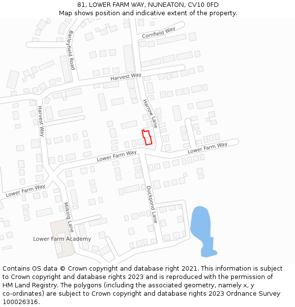 81, LOWER FARM WAY, NUNEATON, CV10 0FD: Location map and indicative extent of plot