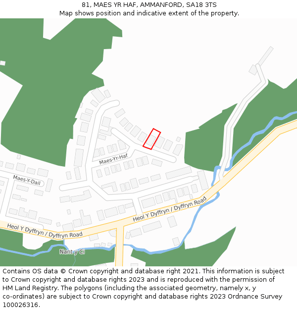 81, MAES YR HAF, AMMANFORD, SA18 3TS: Location map and indicative extent of plot