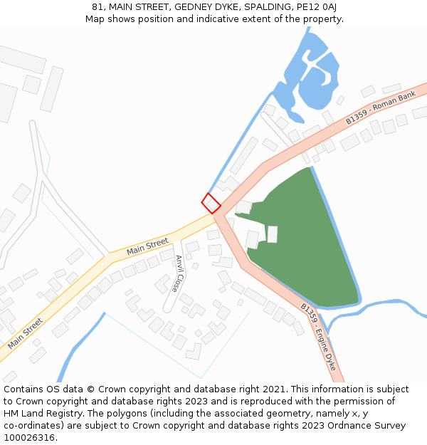 81, MAIN STREET, GEDNEY DYKE, SPALDING, PE12 0AJ: Location map and indicative extent of plot