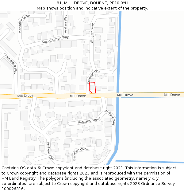 81, MILL DROVE, BOURNE, PE10 9YH: Location map and indicative extent of plot