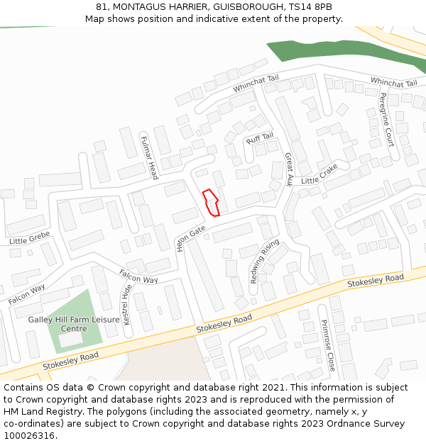 81, MONTAGUS HARRIER, GUISBOROUGH, TS14 8PB: Location map and indicative extent of plot